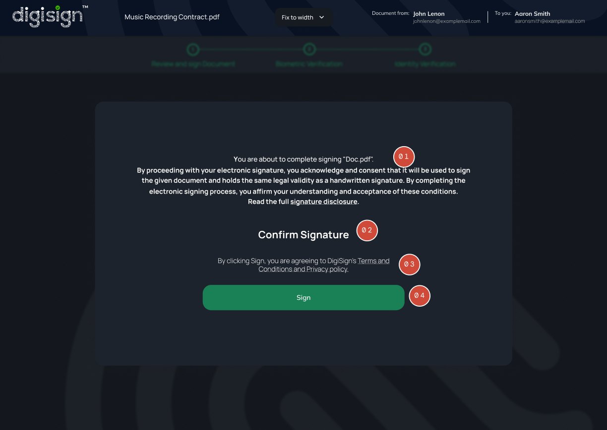 Confirm signature with legal disclosure